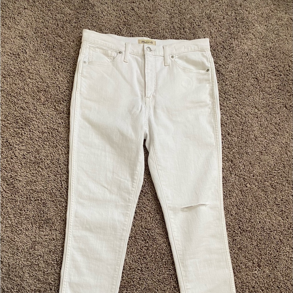 Madewell 10” High Rise Skinny White Jeans Size 30 NWT Distressed Unfinished